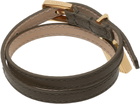 TOM FORD Khaki Grain Leather Bracelet