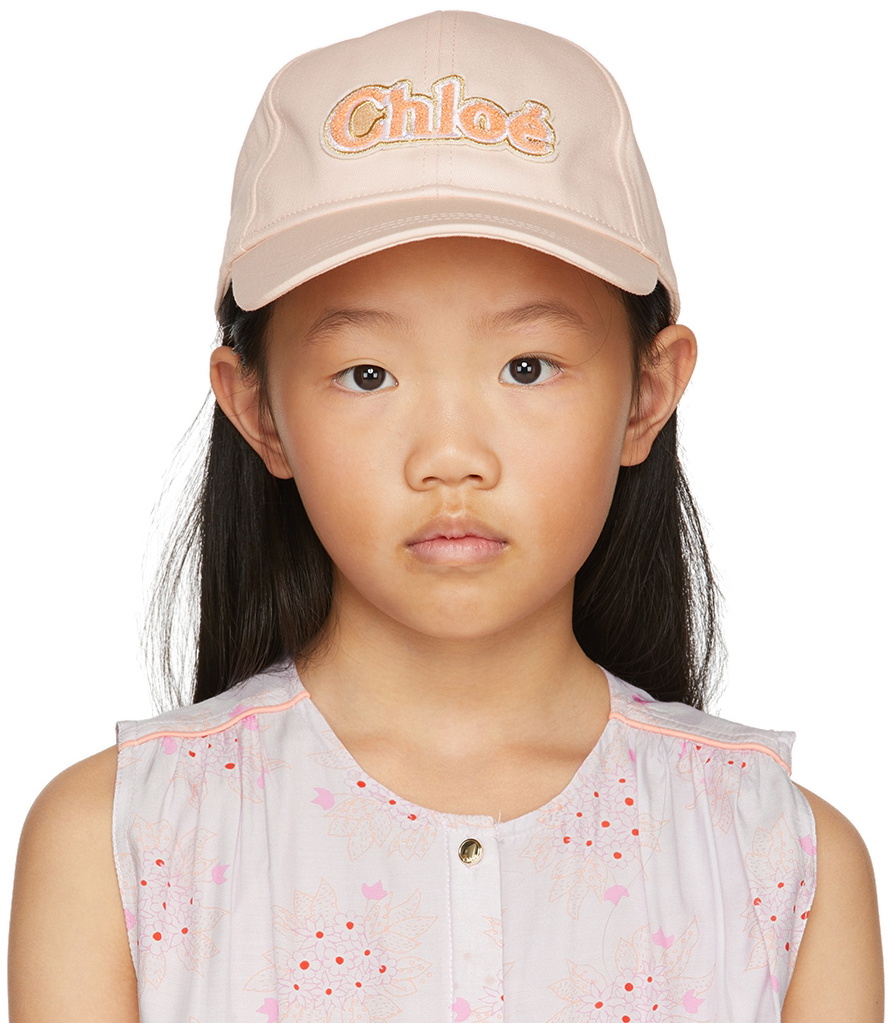 Chloé Kids Pink Logo Cap Chloe