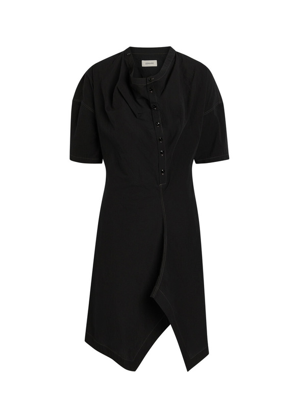 Photo: Lemaire Asymmetric Cotton Mini Dress Black