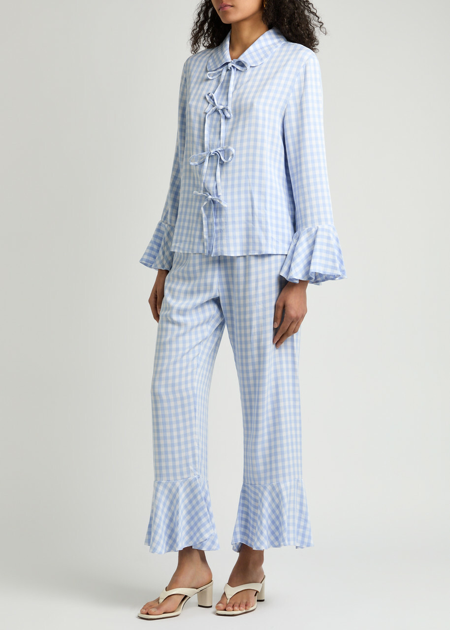 Sleeper Nebula Checked Twill Pyjama set Blue And White
