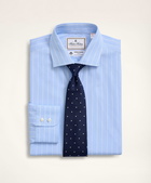 Brooks Brothers Men's x Thomas Mason Madison Relaxed-Fit Dress Shirt, Poplin English Collar Bold Stripe | Light Blue