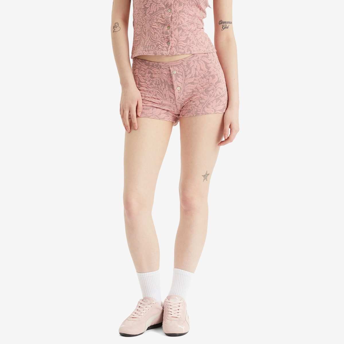 Fruity Booty Women's Posy Jacquard Shorties in Pink/Grey