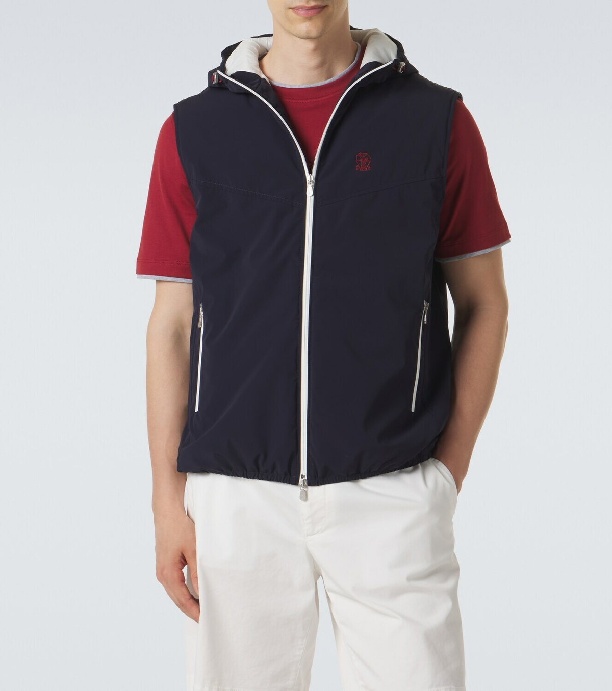 Brunello Cucinelli Logo nylon hooded vest