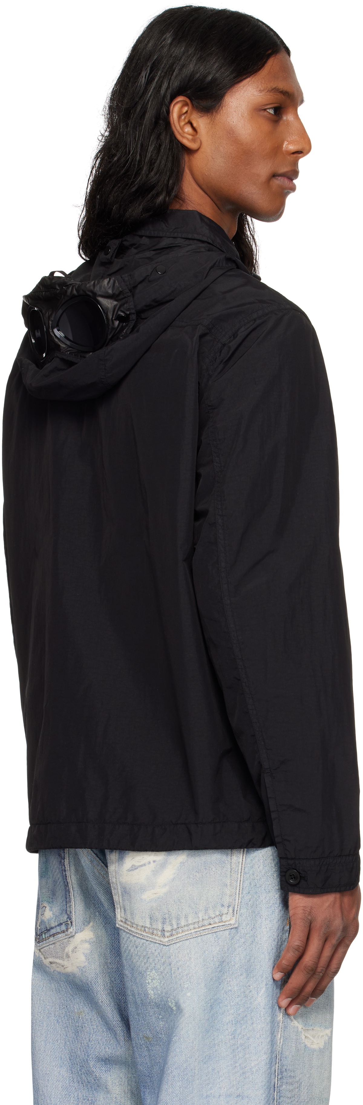 C.P. Company Black Flatt Nylon Goggle Overshirt Jacket C.P. Company
