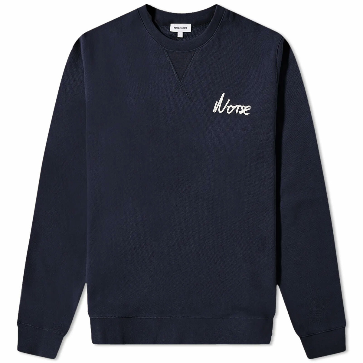 Norse Projects Men's Arne Relaxed Chain Stitch Logo Crew Sweat in Dark ...