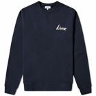 Norse Projects Men's Arne Relaxed Chain Stitch Logo Crew Sweat in Dark Navy