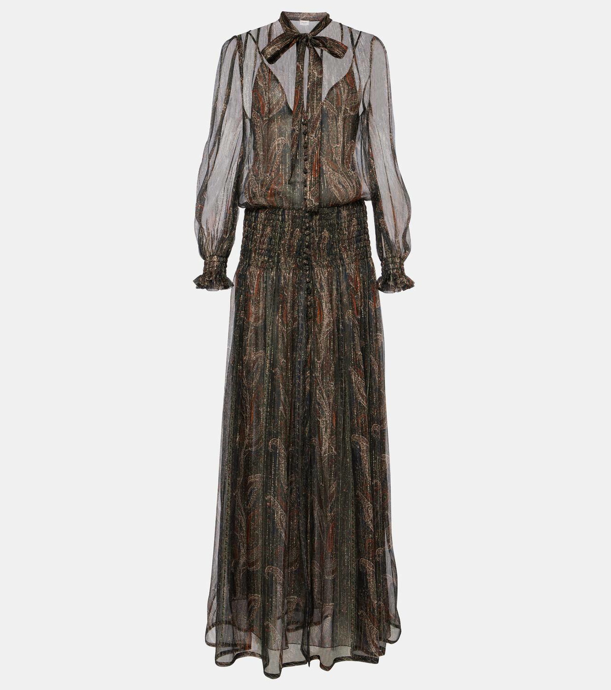 saint laurent silk maxi dress backless cowl dress in silk satin in Beige | Saint Laurent | YSL US