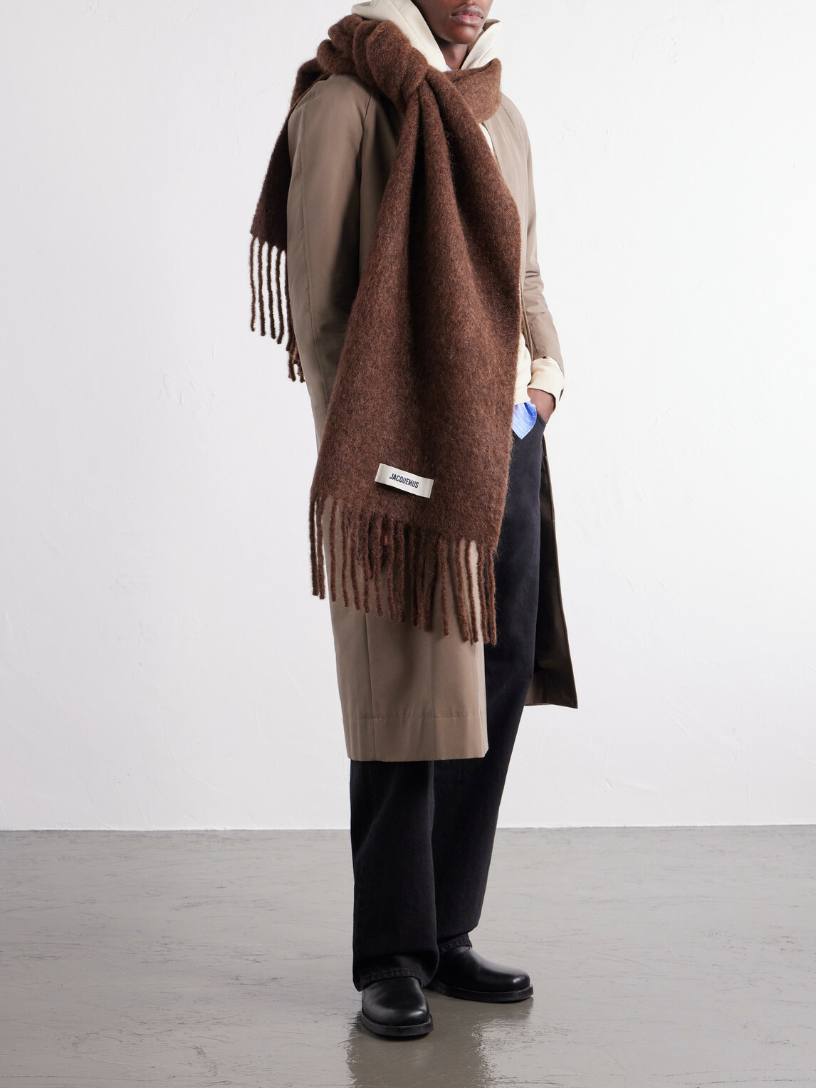 Jacquemus - Logo-Appliquéd Fringed Woven Scarf - Brown