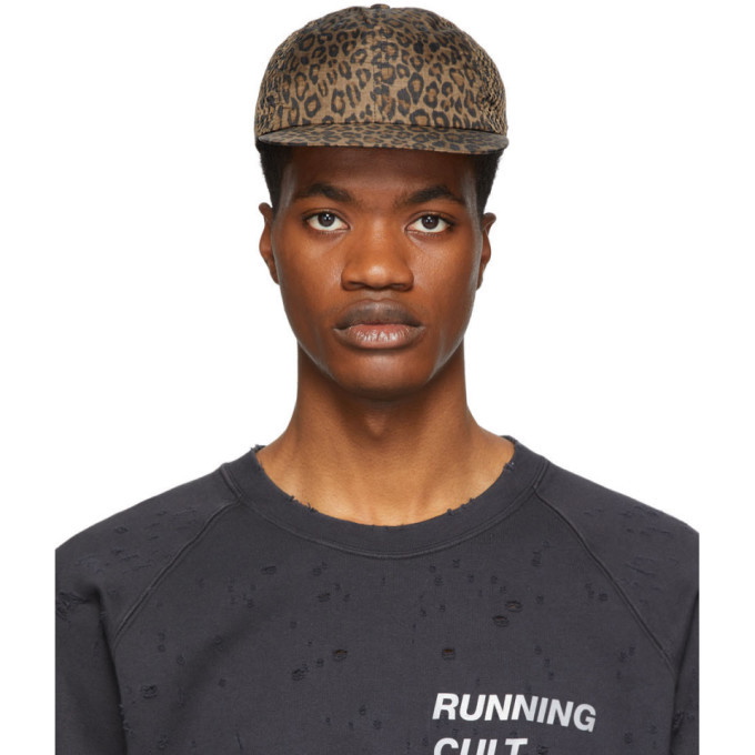Photo: Satisfy Brown and Black Leopard Perforated Running Cap