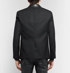 Saint Laurent - Black Slim-Fit Leather-Trimmed Wool Blazer - Men - Black