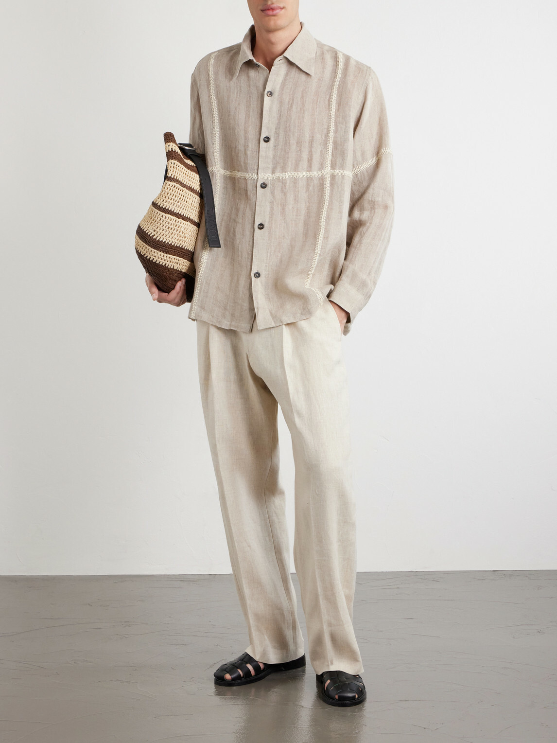 Kartik Research - Rabari Embroidered Linen Shirt - Neutrals