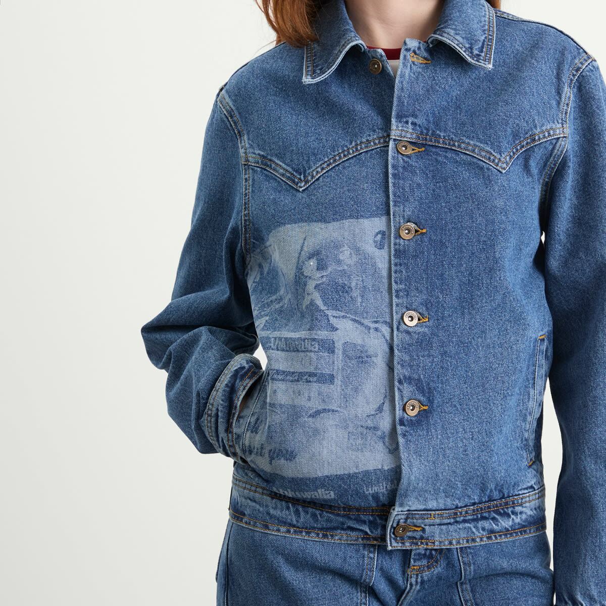 Ahluwalia Women's Laser Denim Jacket in Vintage Indigo Denim