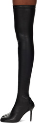Courrèges Black Oblique Stretch Leather Effect Thigh Boots