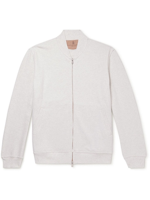 Photo: Brunello Cucinelli - Cotton-Jersey Zip-Up Sweatshirt - Gray