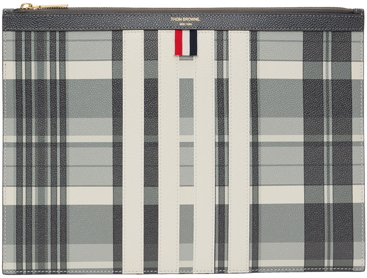 Photo: Thom Browne White & Gray Medium 4-Bar Document Holder