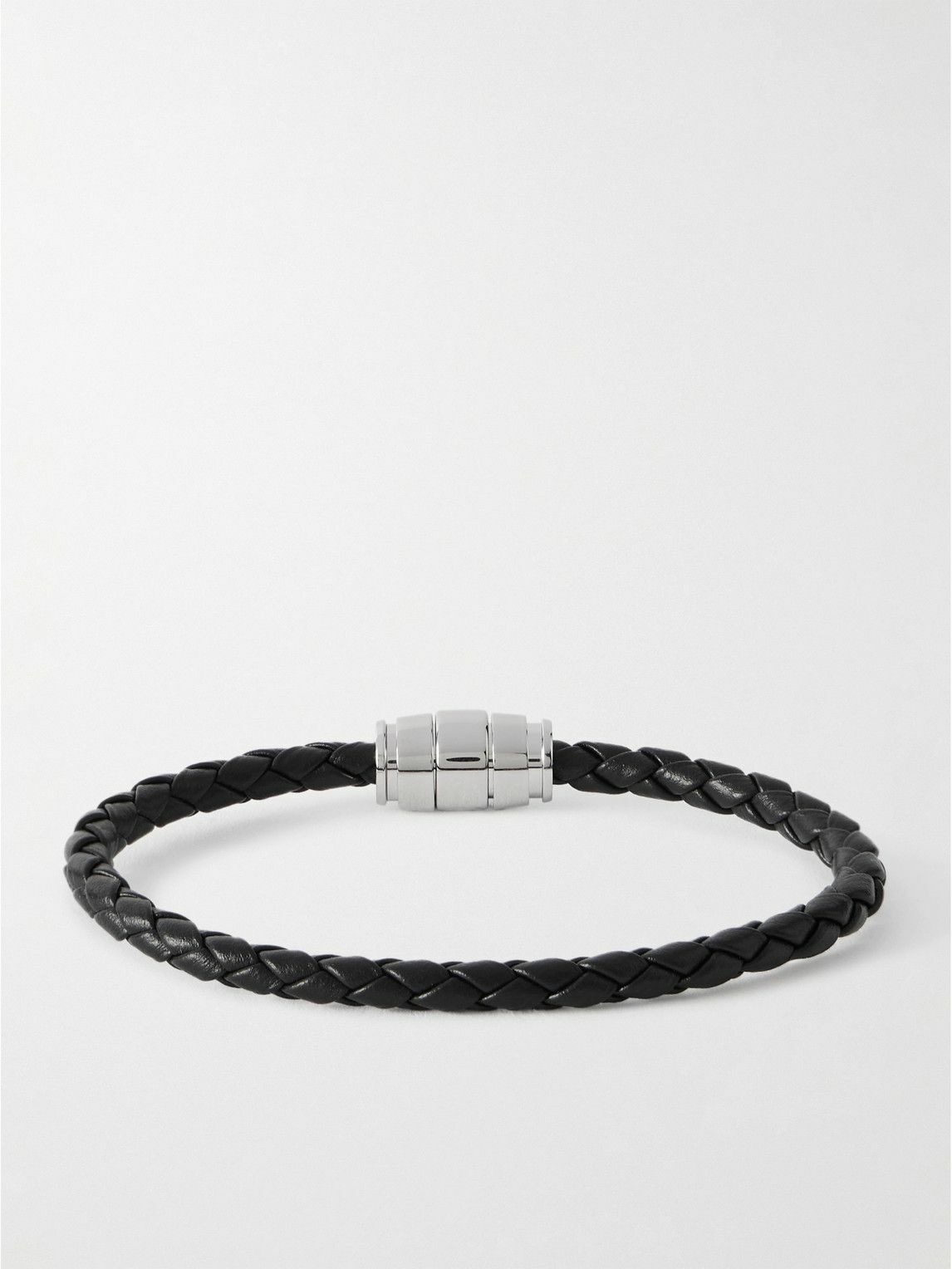 Montblanc - Meisterstück 3-Ring Stainless Steel and Woven Leather Bracelet