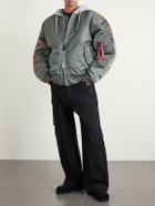 VETEMENTS - Padded Shell and Cotton-Blend Jersey Hooded Jacket - Green