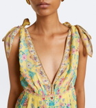 Camilla Floral embellished tiered silk minidress
