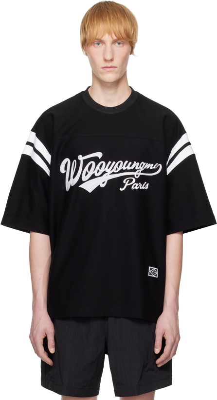 Photo: WOOYOUNGMI Black Logo Embroidered T-shirt