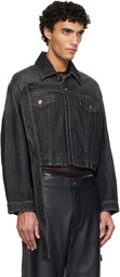 Jean Paul Gaultier Black Oversized Strap Denim Jacket