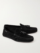 TOM FORD - Berwick Leather-Trimmed Tassled Suede Loafers - Black