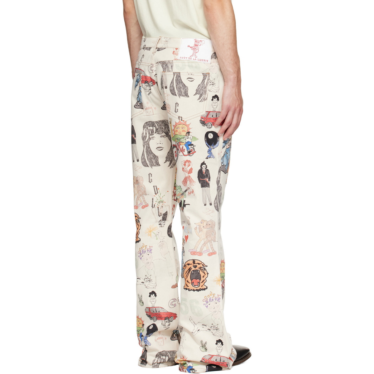 COÛT DE LA LIBERTÉ Off-White Jimmy California Cool Japan Canvas Flare Jeans