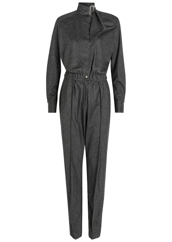 Photo: Isabel Marant Rheane Pinstriped Wool-blend Jumpsuit Dark Grey