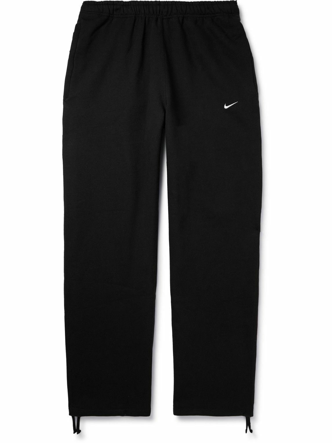 Photo: Nike - Straight-Leg Logo-Embroidered Cotton-Blend Jersey Sweatpants - Black