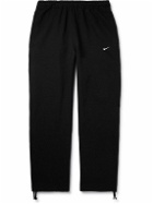 Nike - Straight-Leg Logo-Embroidered Cotton-Blend Jersey Sweatpants - Black