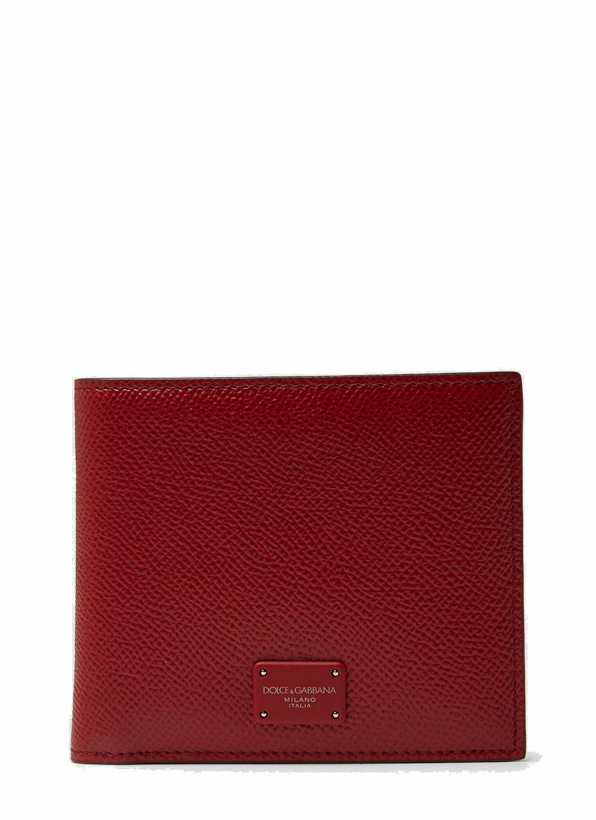 Photo: Logo Plaque Bifold Wallet in Red