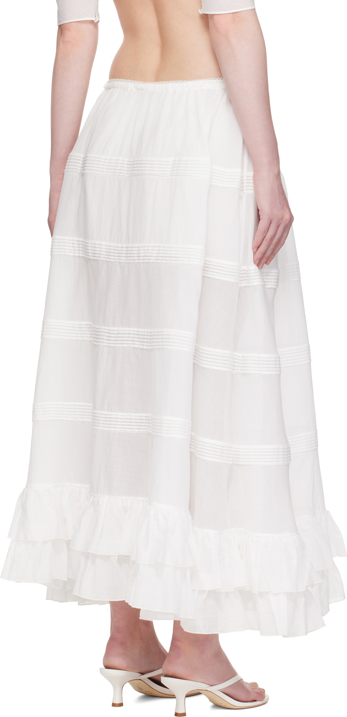 Mirror Palais White Mirage Bustle Midi Skirt
