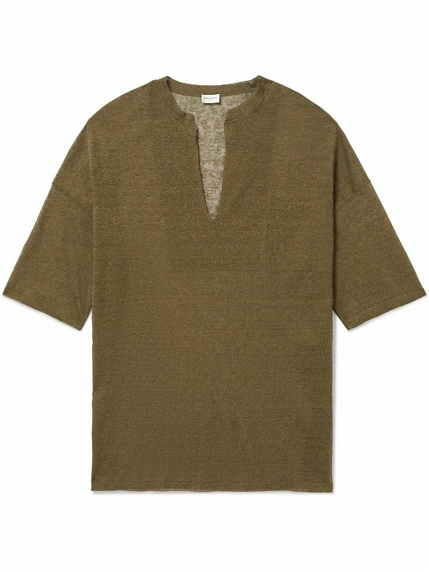 Photo: SAINT LAURENT - Linen and Silk-Blend T-Shirt - Green