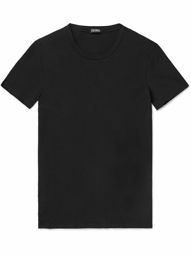 Photo: Zegna - Stretch Cotton-Blend Jersey T-Shirt - Black