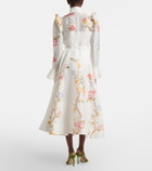 Leo Lin Selina floral ruffled linen-blend midi dress