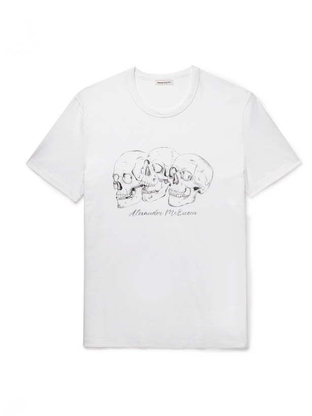 Photo: ALEXANDER MCQUEEN - Printed Cotton-Jersey T-Shirt - White