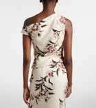SIR Floral asymmetric linen top