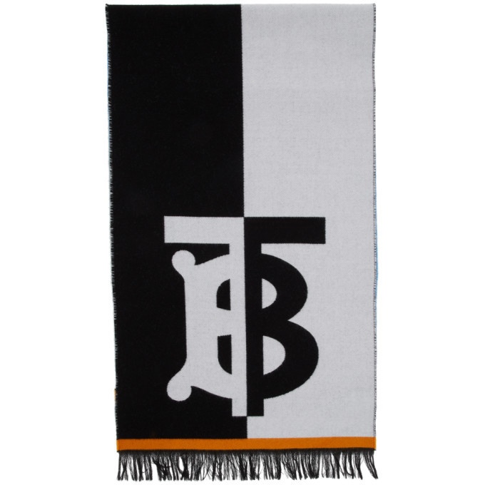 Photo: Burberry Blue and White Wool Football Scarf