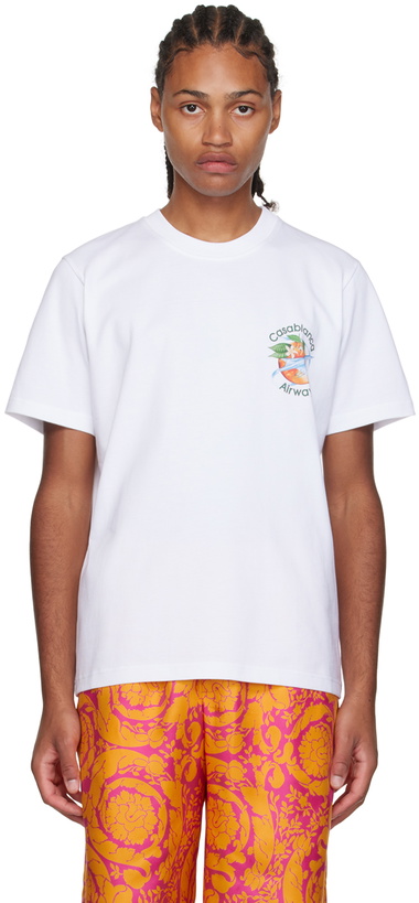 Photo: Casablanca White Orbite Autour De L'Orange T-Shirt