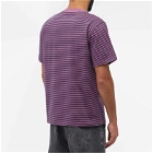 Armor-Lux Men's Fine Stripe T-Shirt in Purple/Marine Deep
