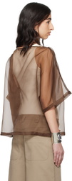 Meta Campania Collective Brown Nat See-Through Silk T-shirt