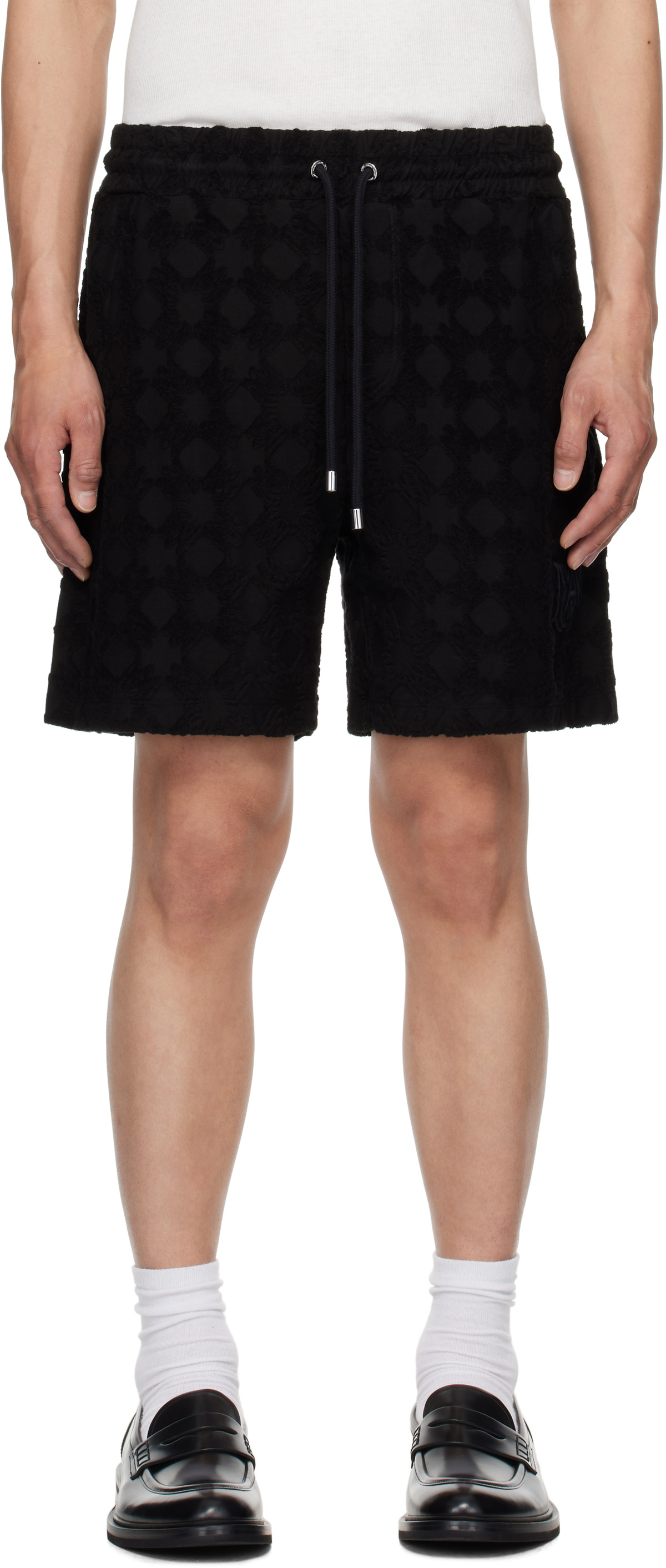 大人気★【AMIRI】Quad Toweling ポロシャツ + ショートパンツ AMIRI: Black MA Quad Toweling Shorts | SSENSE