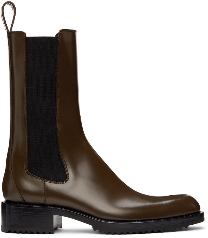 Photo: Dries Van Noten Brown Polished Leather Chelsea Boots