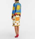 Versace Printed silk twill pencil skirt