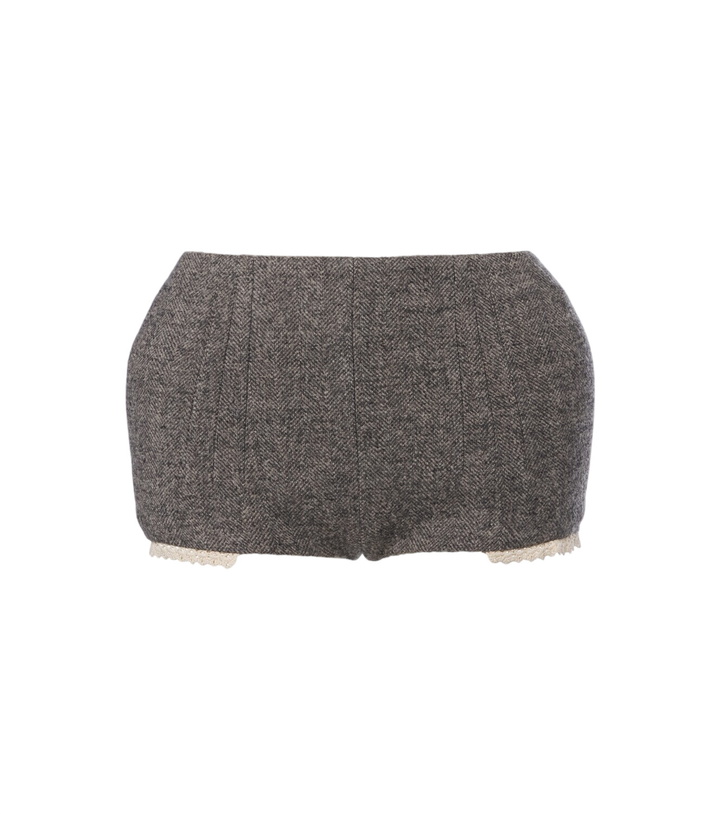 Photo: Magda Butrym Herringbone wool and cashmere-blend shorts