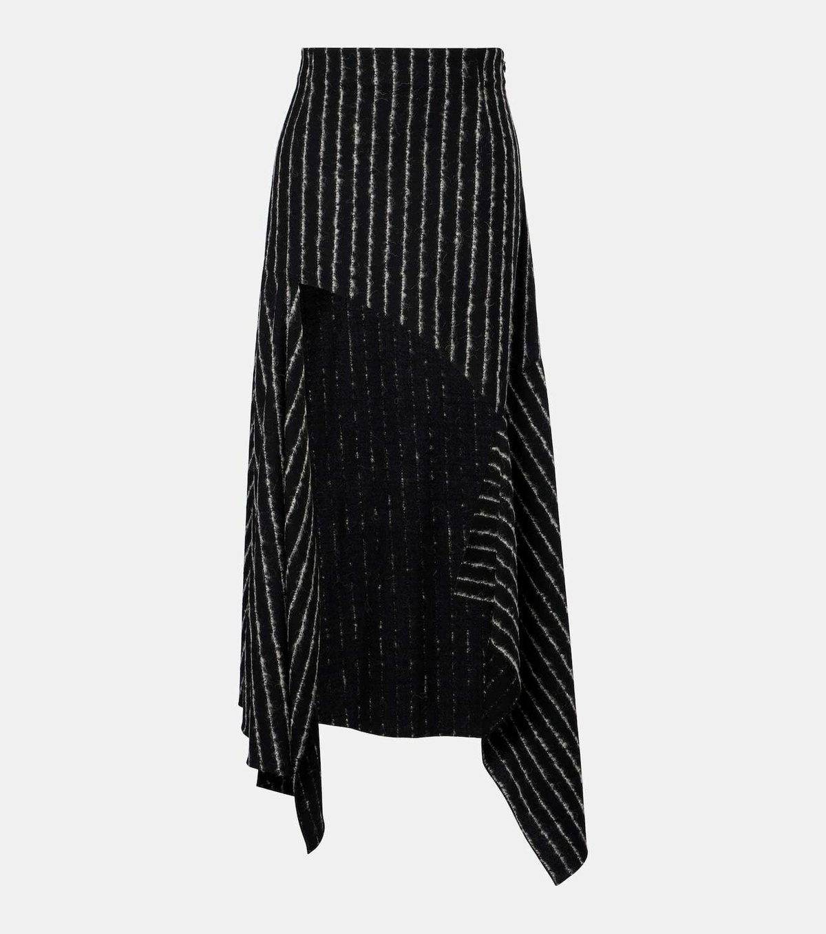 Mugler Striped asymmetric maxi skirt