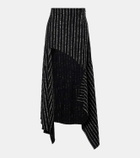 Mugler Striped asymmetric maxi skirt