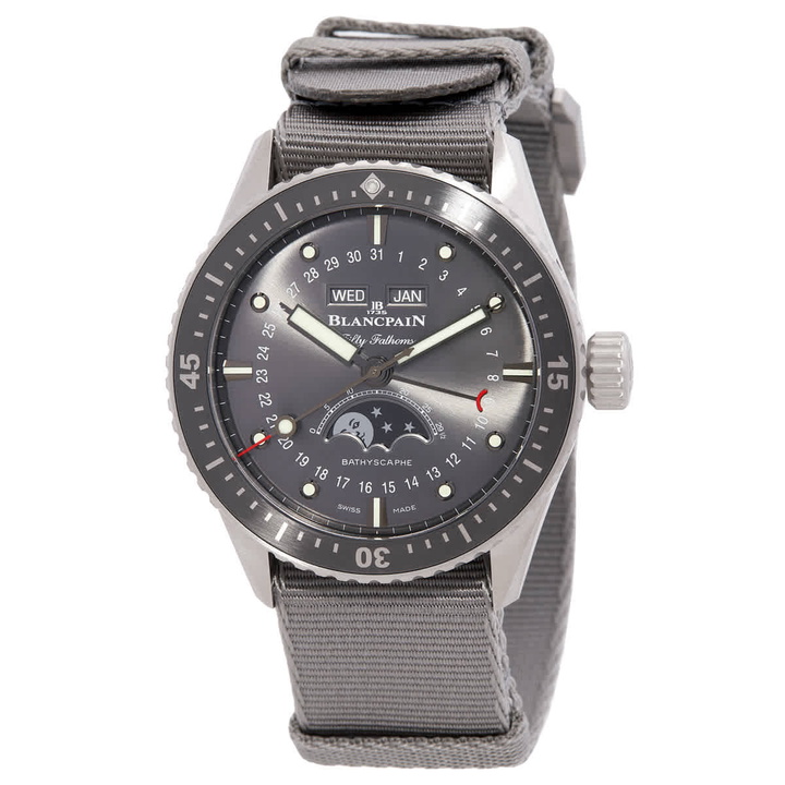 Photo: Blancpain Fifty Fathoms Automatic Moon Phase Grey Dial Mens Watch 5054-1210-NAGA