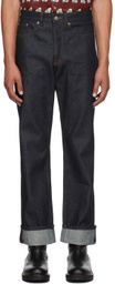 Dries Van Noten Indigo Raw Denim Contrast Stitch Jeans