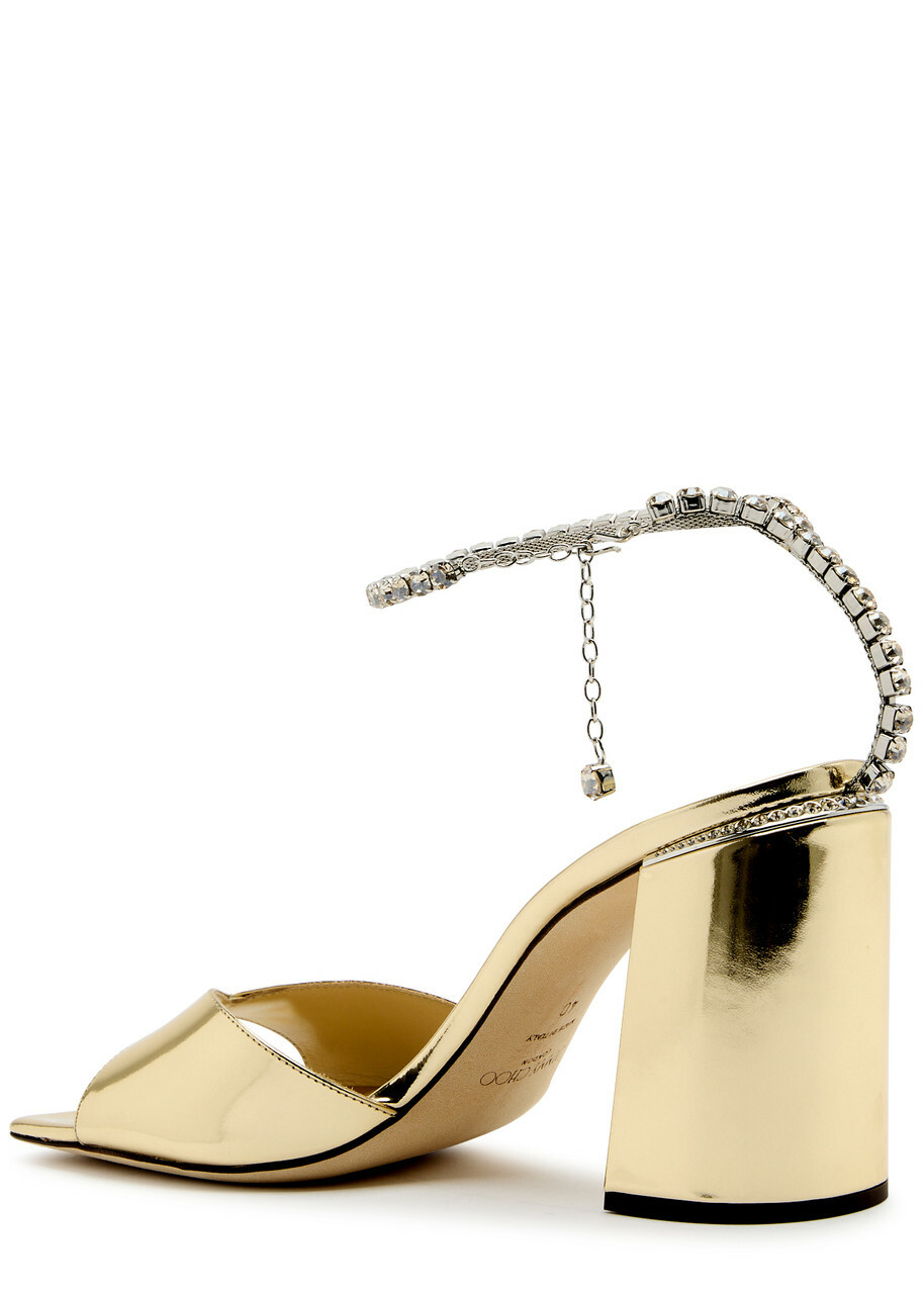 Jimmy Choo Saeda 85 Metallic Leather Sandals Gold Jimmy Choo