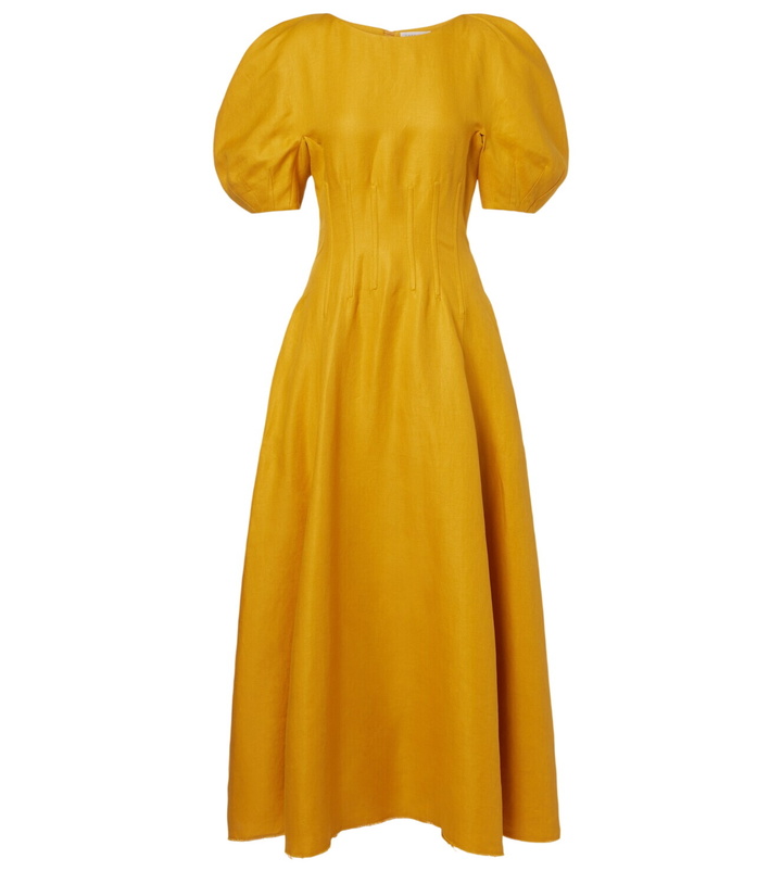 Photo: Gabriela Hearst Ranya puff-sleeve linen twill maxi dress